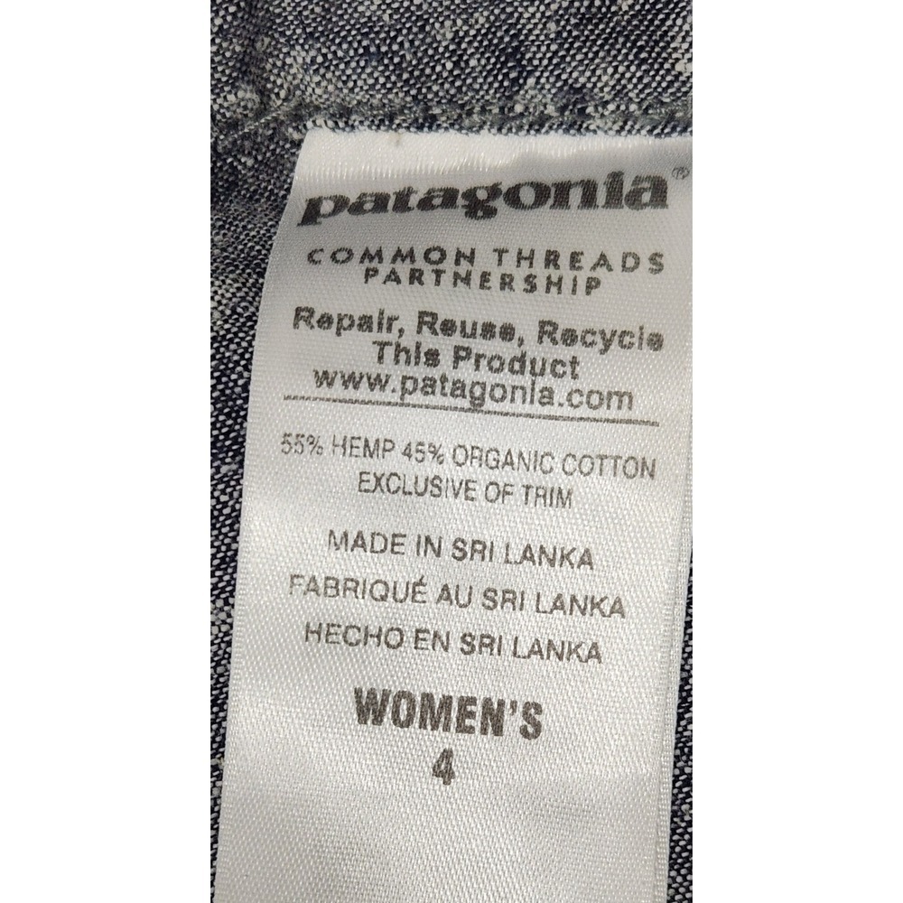 Patagonia Hemp Organic Cotton Shorts Blue Chambray Drawstring Womens 4 57075 - Picture 7 of 9